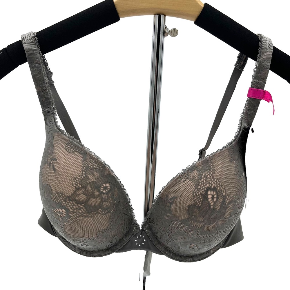 Maidenform‎ Demi Coverage Push-Up Bra 09473 38C Floral Print Gray MQ5